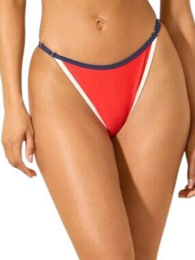 Wild Fable Bikini Bottom Womens XS Red Blue Low-Rise High Leg Cheeky Adjustable